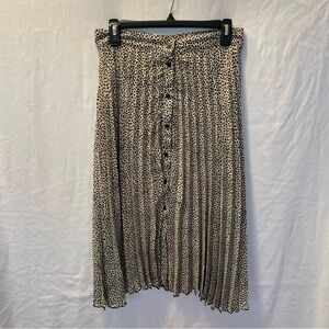 C by One Leopard Print Pleated Midi Skirt Fall Layering Trendy Boho Cottagecore